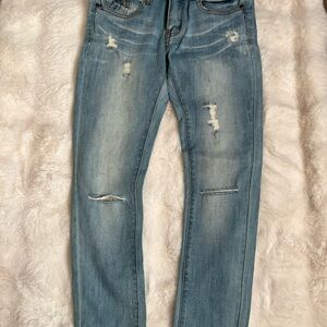 Machine Nouvelle Mode Jeans Sz 26 Light Wash Slit Knee NWT